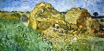 Champ avec des piles de blé Vincent van Gogh Peinture à l'huile